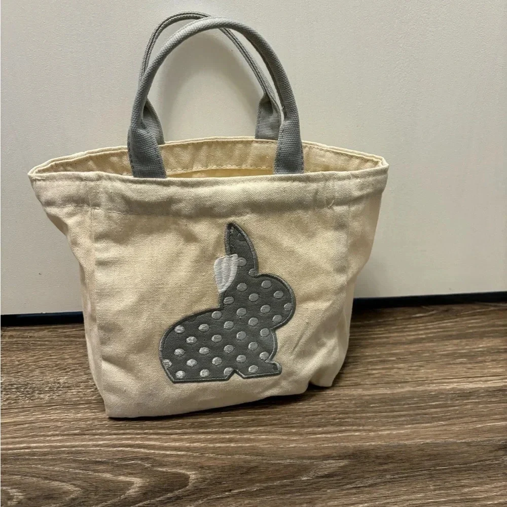 Easter Grey Bunny Small Canvas Tote Bag